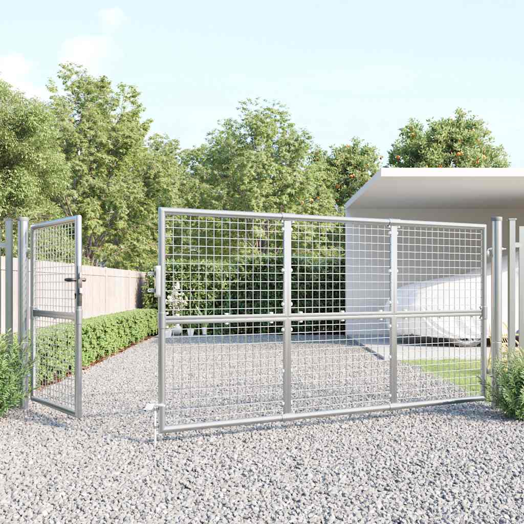 vidaXL Brama ogrodowa z siatki, srebrna, 350x125 cm, ocynkowana stal