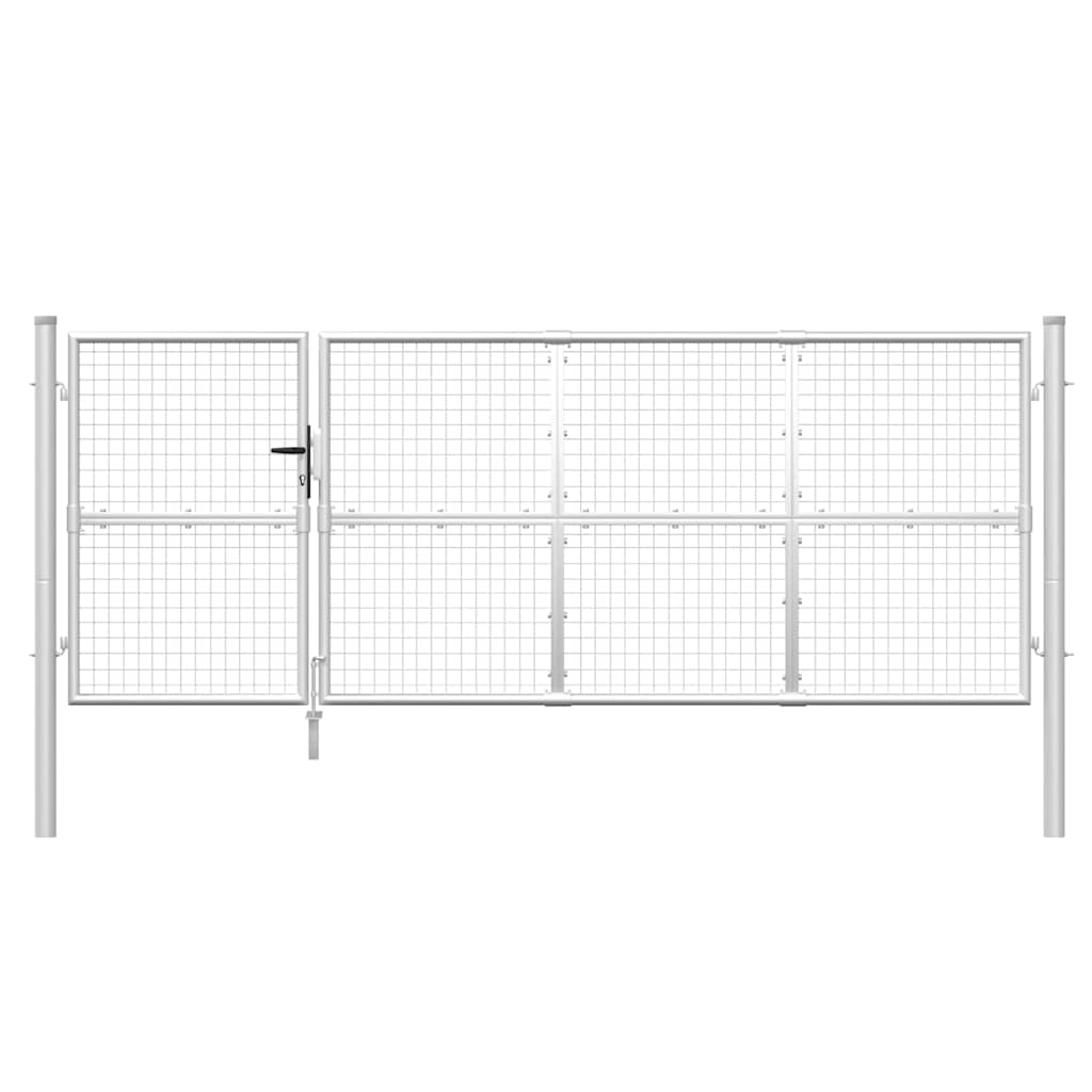 vidaXL Brama ogrodowa z siatki, srebrna, 350x125 cm, ocynkowana stal