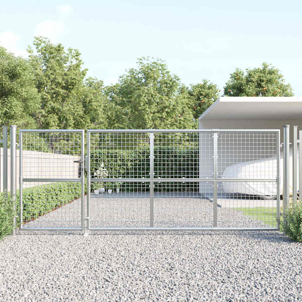 vidaXL Brama ogrodowa z siatki, srebrna, 350x125 cm, ocynkowana stal