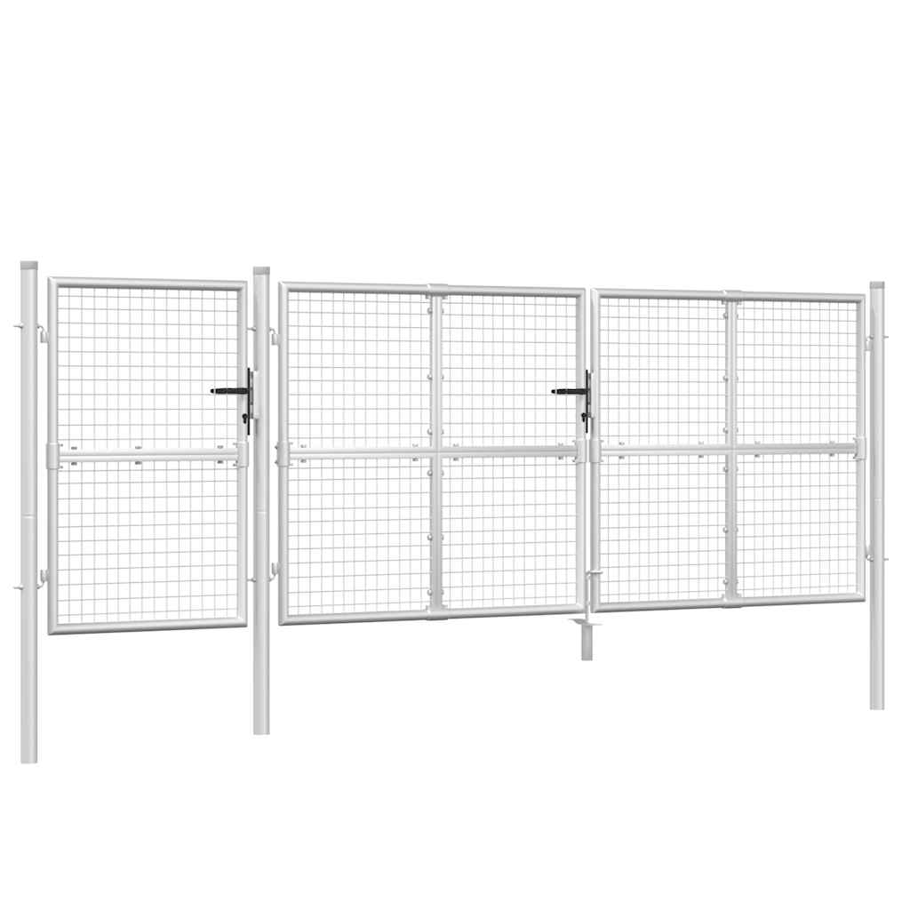 vidaXL Brama ogrodowa z siatki, srebrna, 400x125 cm, ocynkowana stal