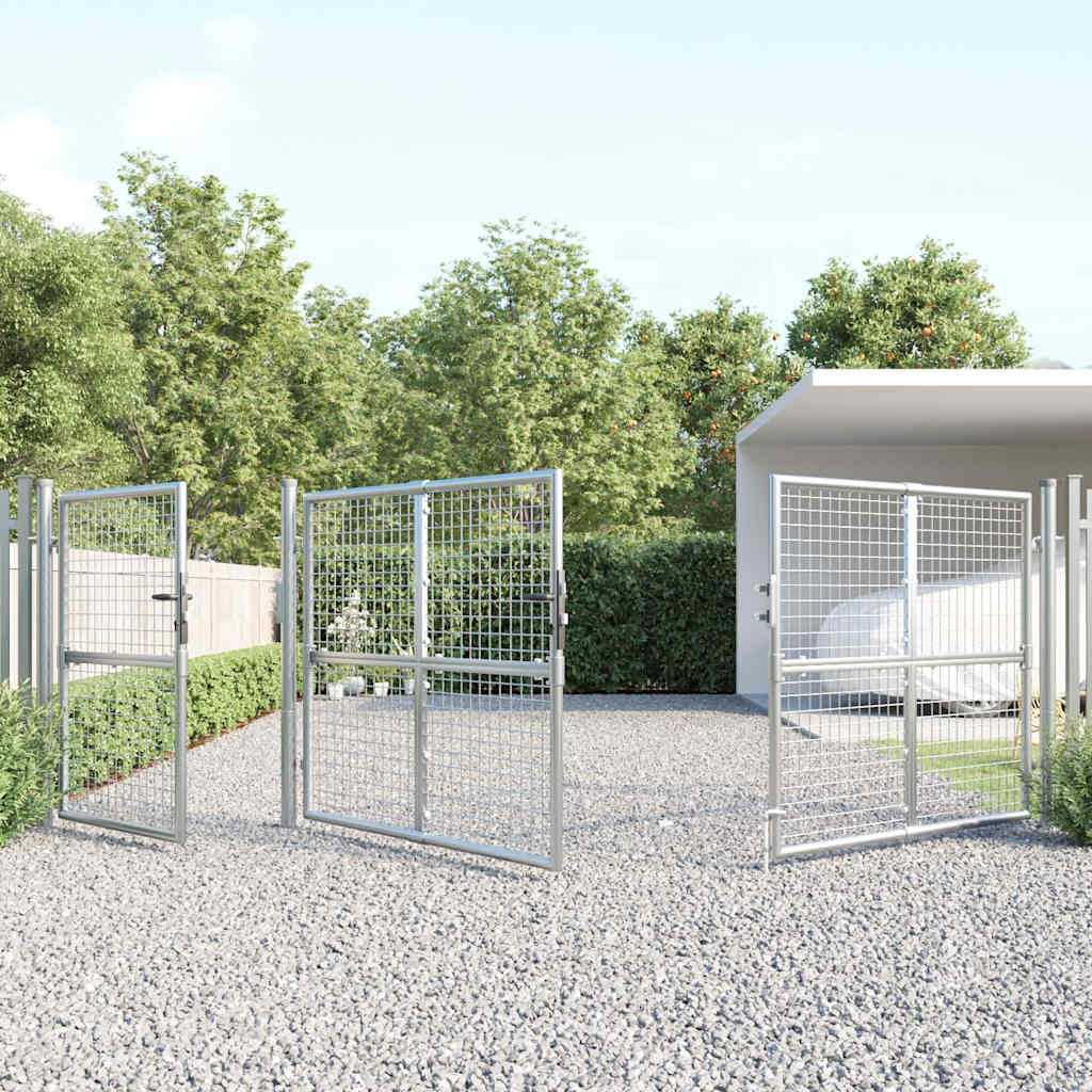 vidaXL Brama ogrodowa z siatki, srebrna, 400x125 cm, ocynkowana stal