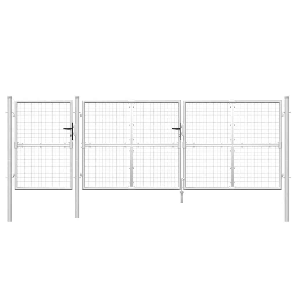 vidaXL Brama ogrodowa z siatki, srebrna, 400x125 cm, ocynkowana stal