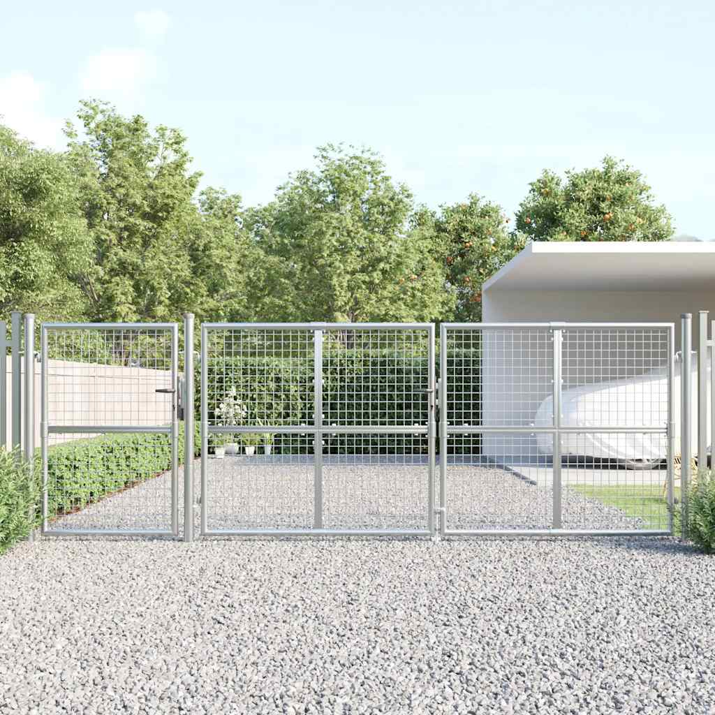 vidaXL Brama ogrodowa z siatki, srebrna, 400x125 cm, ocynkowana stal