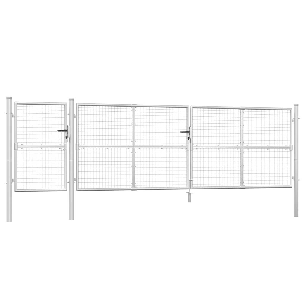 vidaXL Brama ogrodowa z siatki, srebrna, 500x125 cm, ocynkowana stal