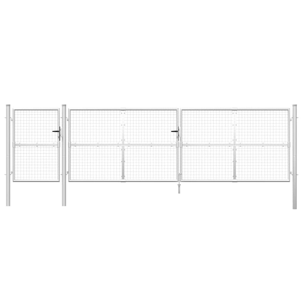 vidaXL Brama ogrodowa z siatki, srebrna, 500x125 cm, ocynkowana stal