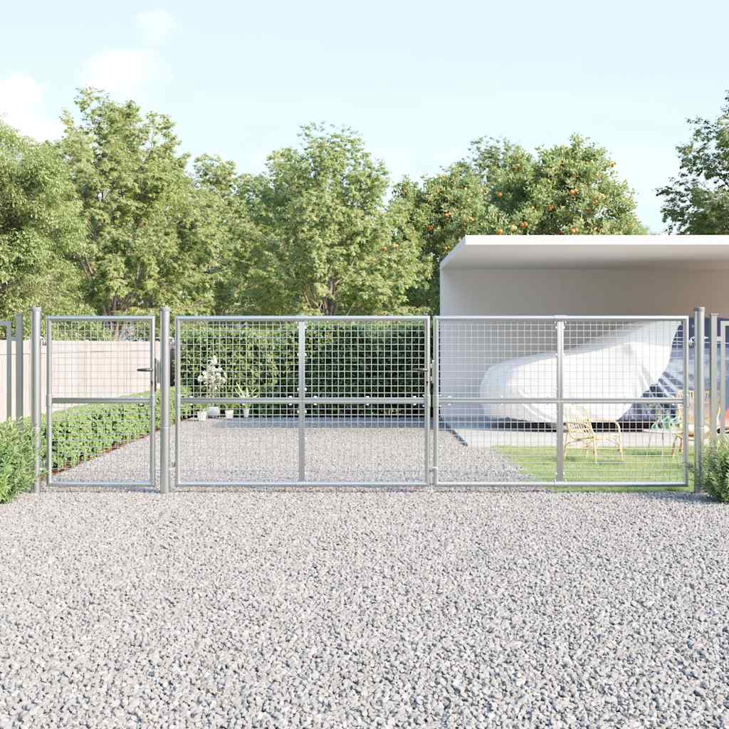 vidaXL Brama ogrodowa z siatki, srebrna, 500x125 cm, ocynkowana stal