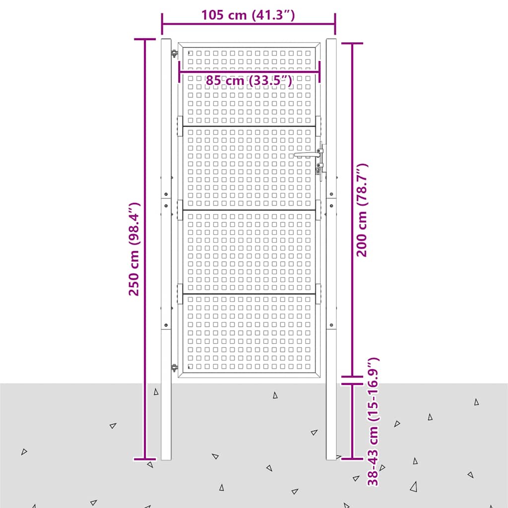 vidaXL Brama ogrodowa antracytowa 100x200 cm stalowa