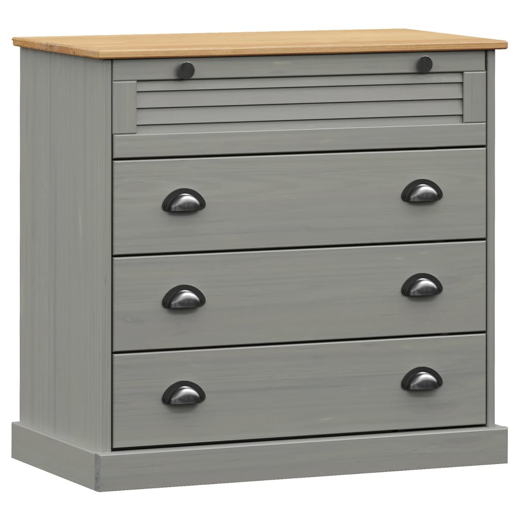 vidaXL Komoda VIGO, szara, 80x40x76 cm, lite drewno sosnowe