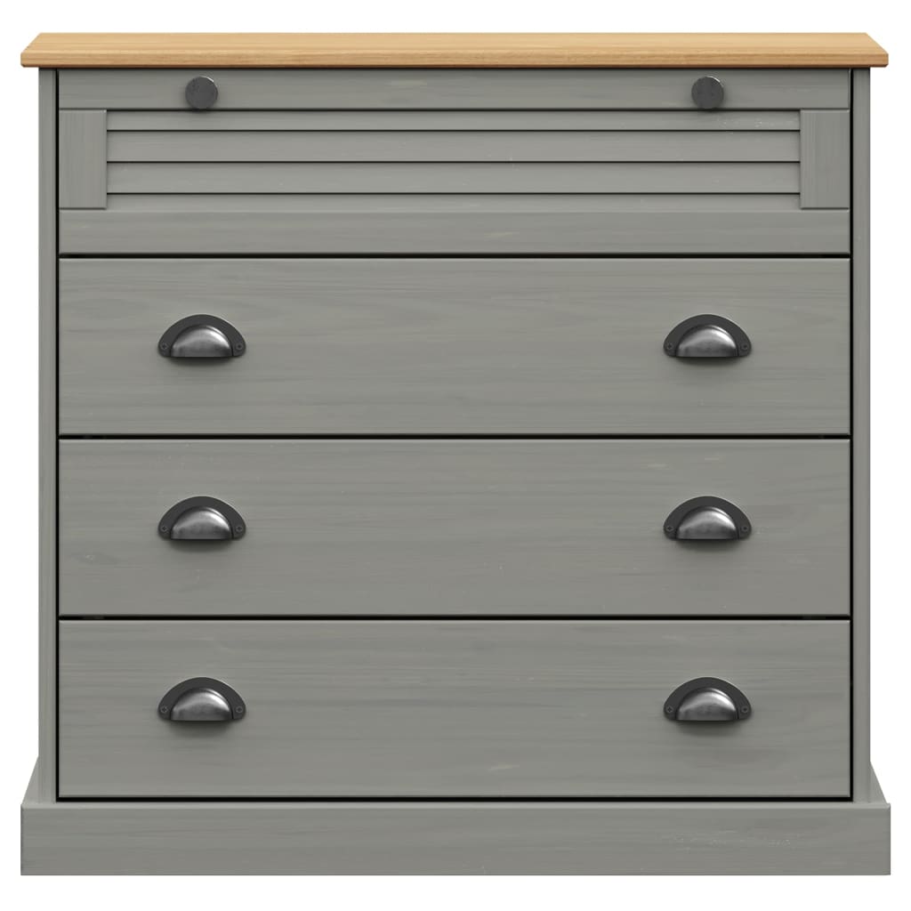 vidaXL Komoda VIGO, szara, 80x40x76 cm, lite drewno sosnowe
