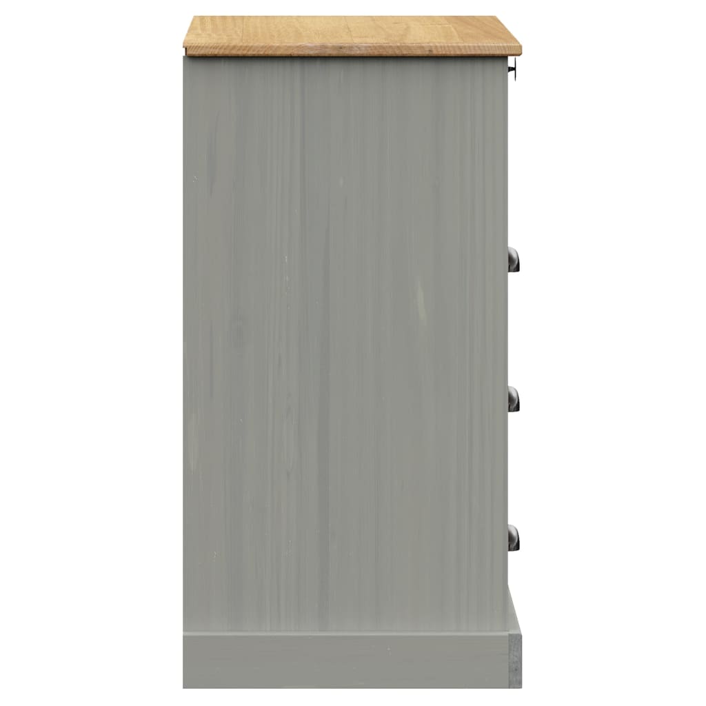 vidaXL Komoda VIGO, szara, 80x40x76 cm, lite drewno sosnowe