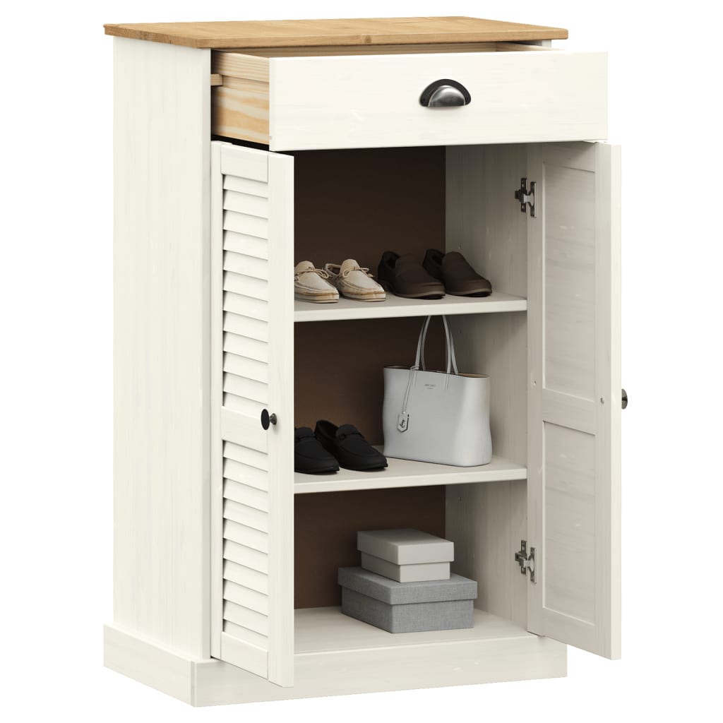 vidaXL Szafka na buty VIGO, biała, 60x35x96 cm, lite drewno sosnowe