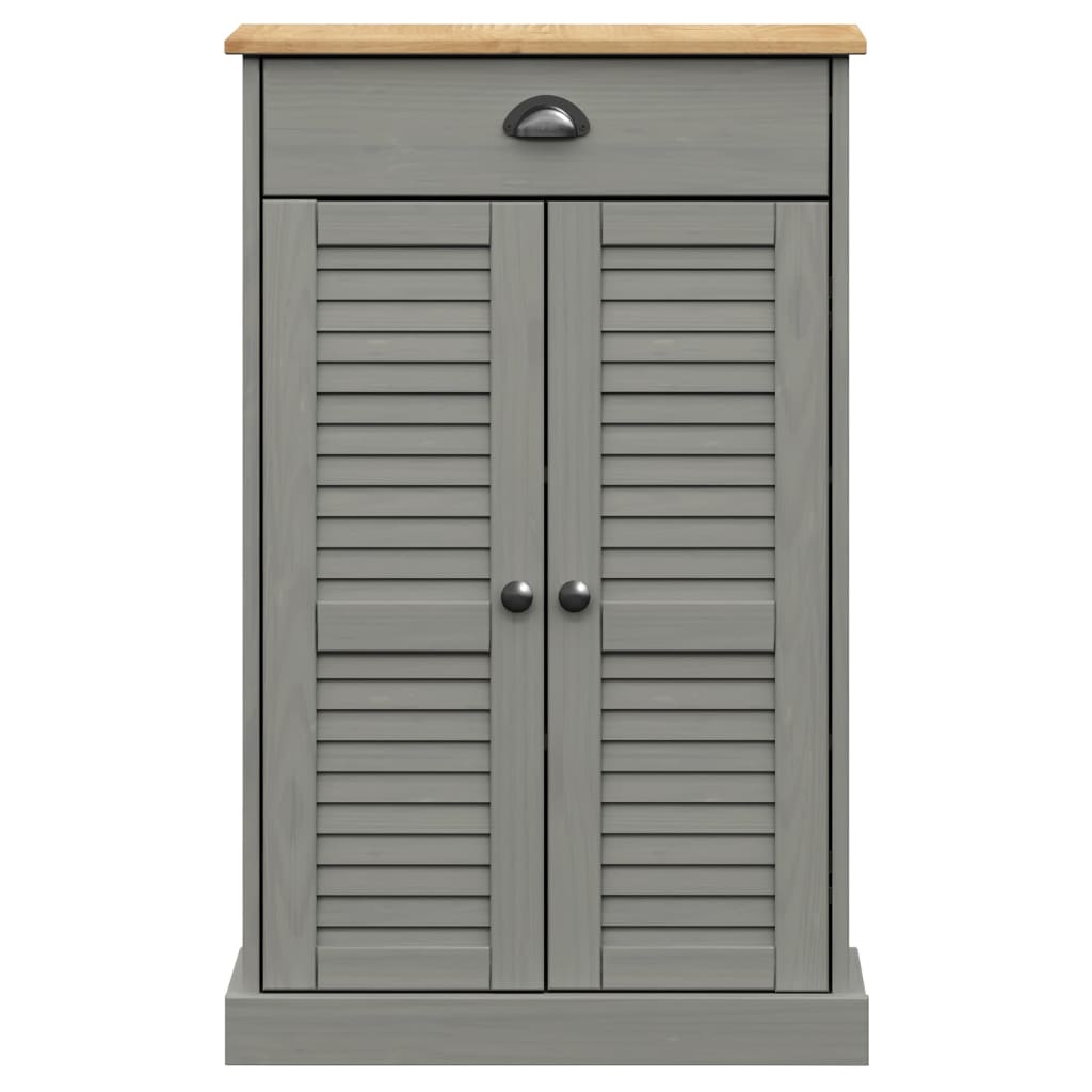 vidaXL Szafka na buty VIGO, szara, 60x35x96 cm, lite drewno sosnowe