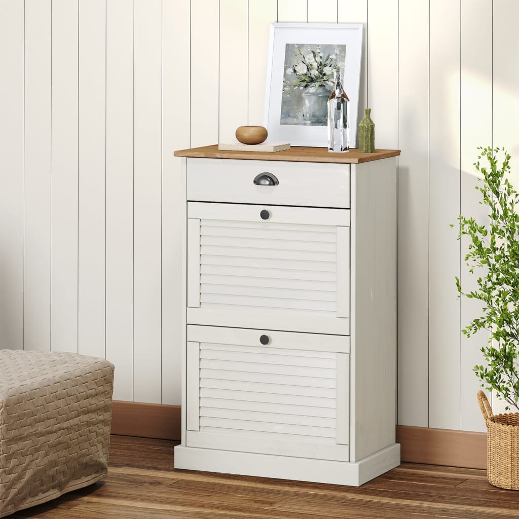 vidaXL Szafka na buty VIGO, 60x35x96 cm, biała, lite drewno sosnowe