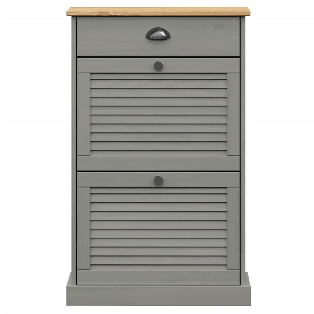 vidaXL Szafka na buty VIGO, 60x35x96 cm, szara, lite drewno sosnowe