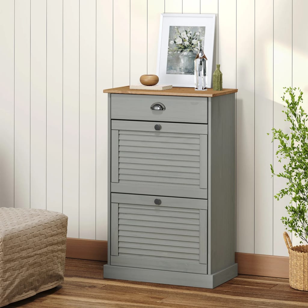vidaXL Szafka na buty VIGO, 60x35x96 cm, szara, lite drewno sosnowe