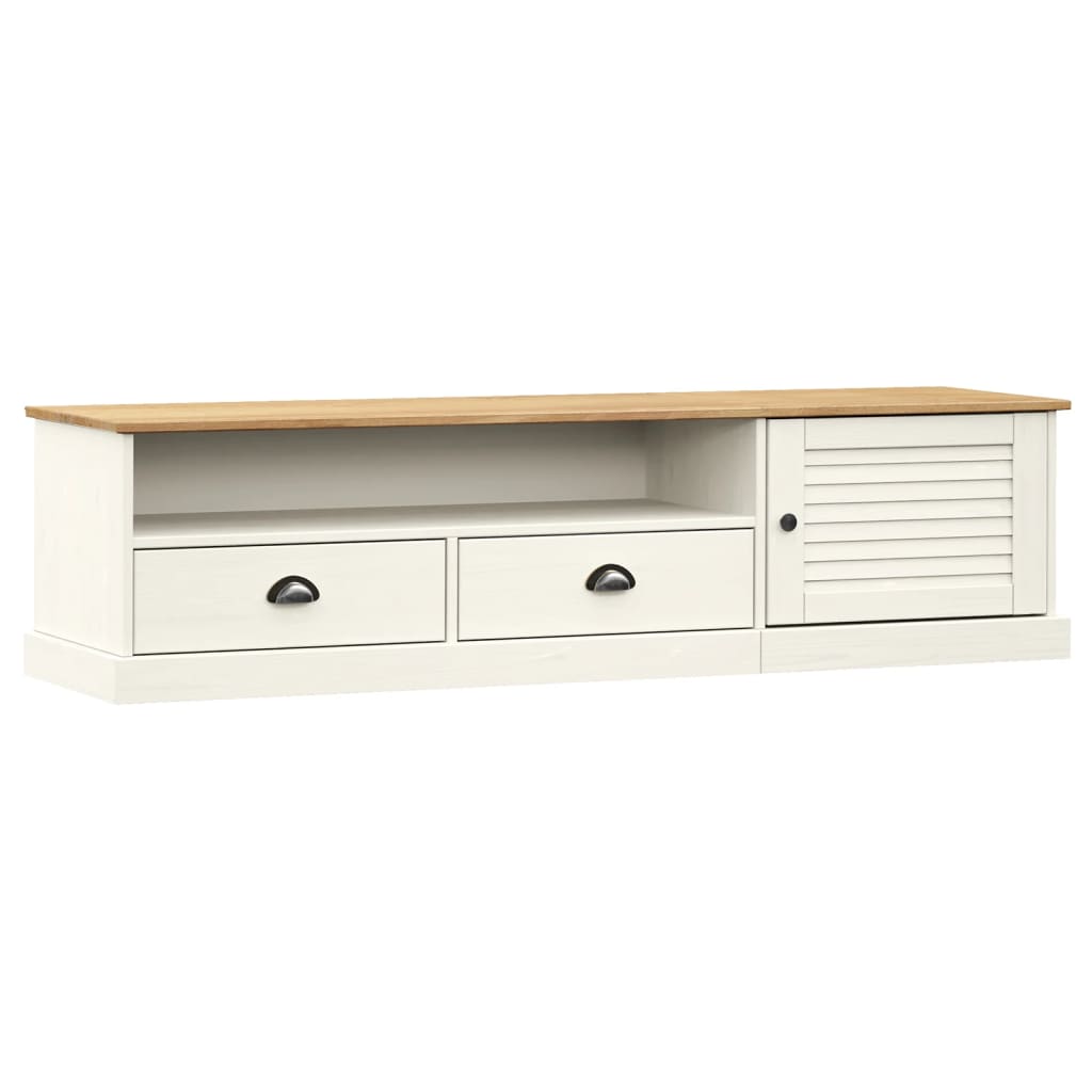 vidaXL Szafka pod TV VIGO, biała, 156x40x40 cm, lite drewno sosnowe