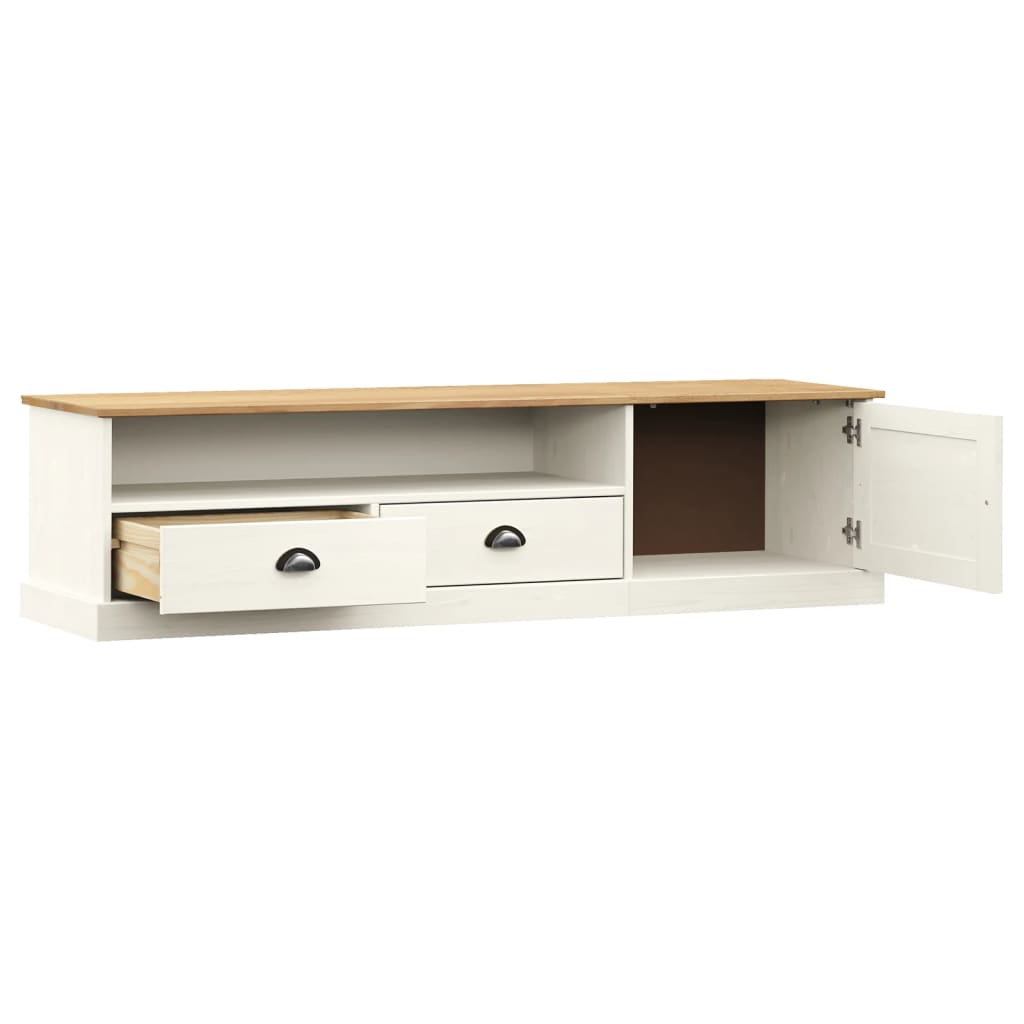 vidaXL Szafka pod TV VIGO, biała, 156x40x40 cm, lite drewno sosnowe