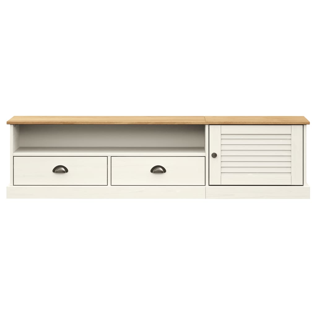 vidaXL Szafka pod TV VIGO, biała, 156x40x40 cm, lite drewno sosnowe