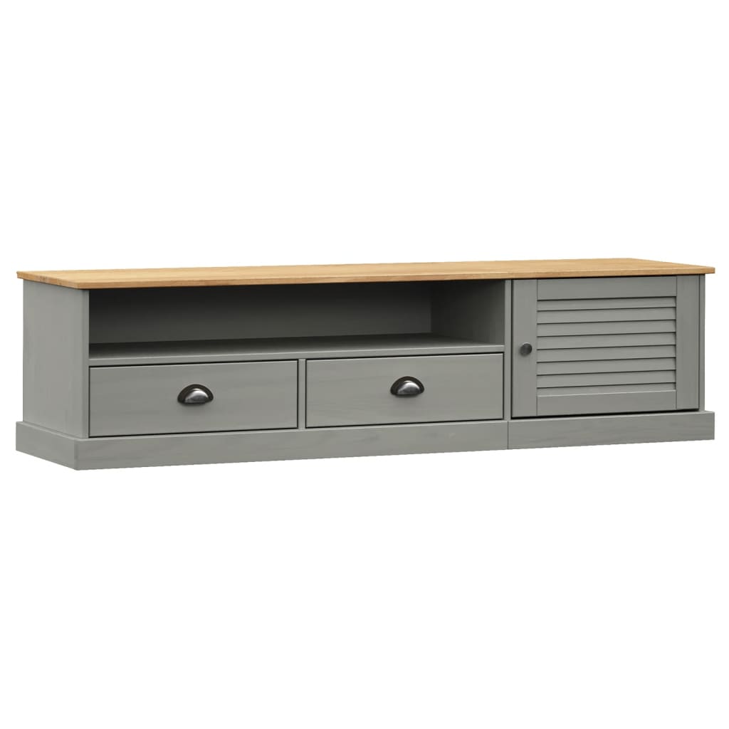 vidaXL Szafka pod TV VIGO, szara, 156x40x40 cm, lite drewno sosnowe