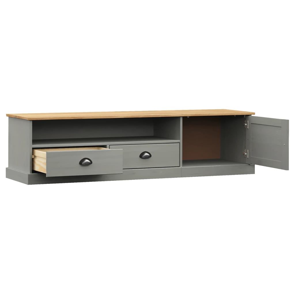 vidaXL Szafka pod TV VIGO, szara, 156x40x40 cm, lite drewno sosnowe