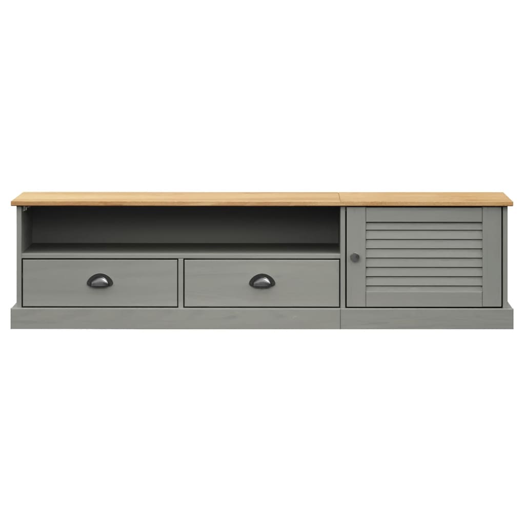 vidaXL Szafka pod TV VIGO, szara, 156x40x40 cm, lite drewno sosnowe