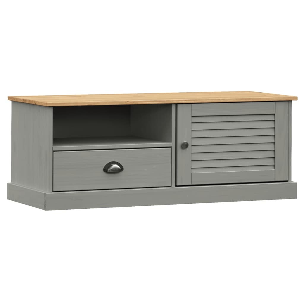 vidaXL Szafka pod TV VIGO, szara, 106x40x40 cm, lite drewno sosnowe