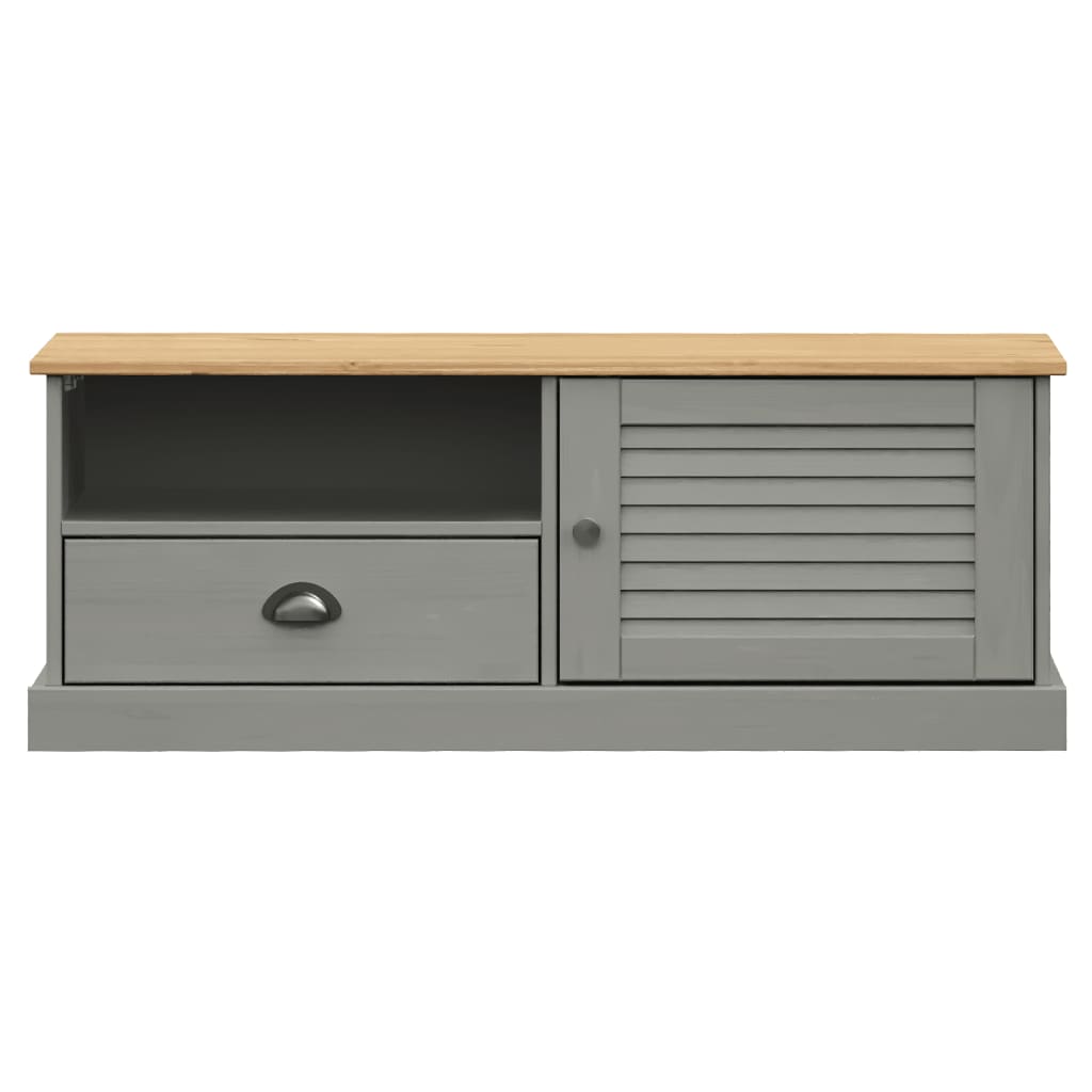 vidaXL Szafka pod TV VIGO, szara, 106x40x40 cm, lite drewno sosnowe