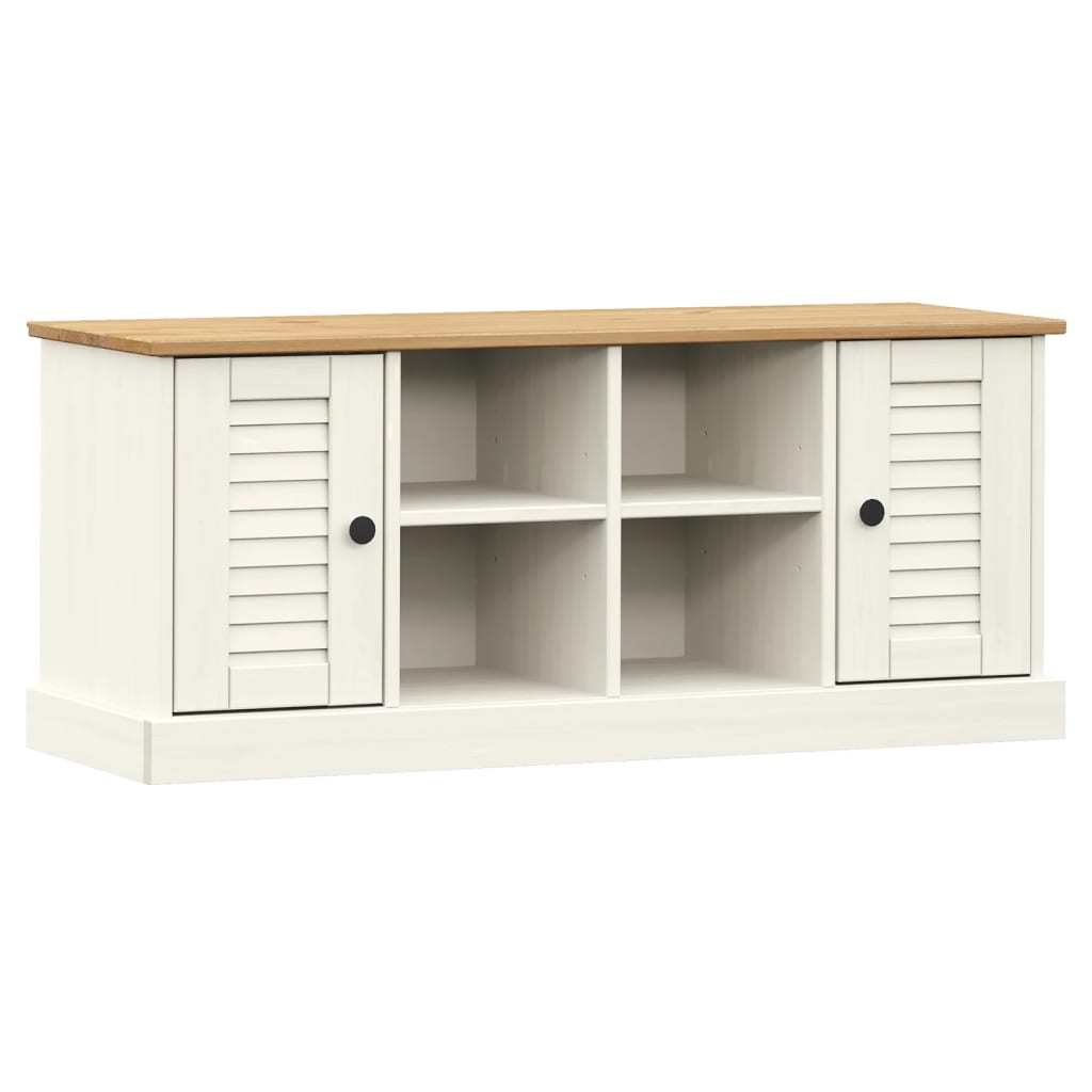 vidaXL Szafka na buty VIGO, biała, 106x35x45 cm, lite drewno sosnowe