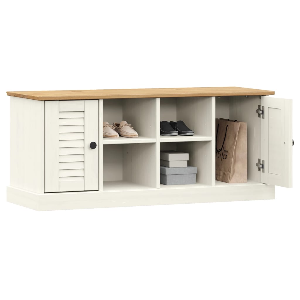 vidaXL Szafka na buty VIGO, biała, 106x35x45 cm, lite drewno sosnowe