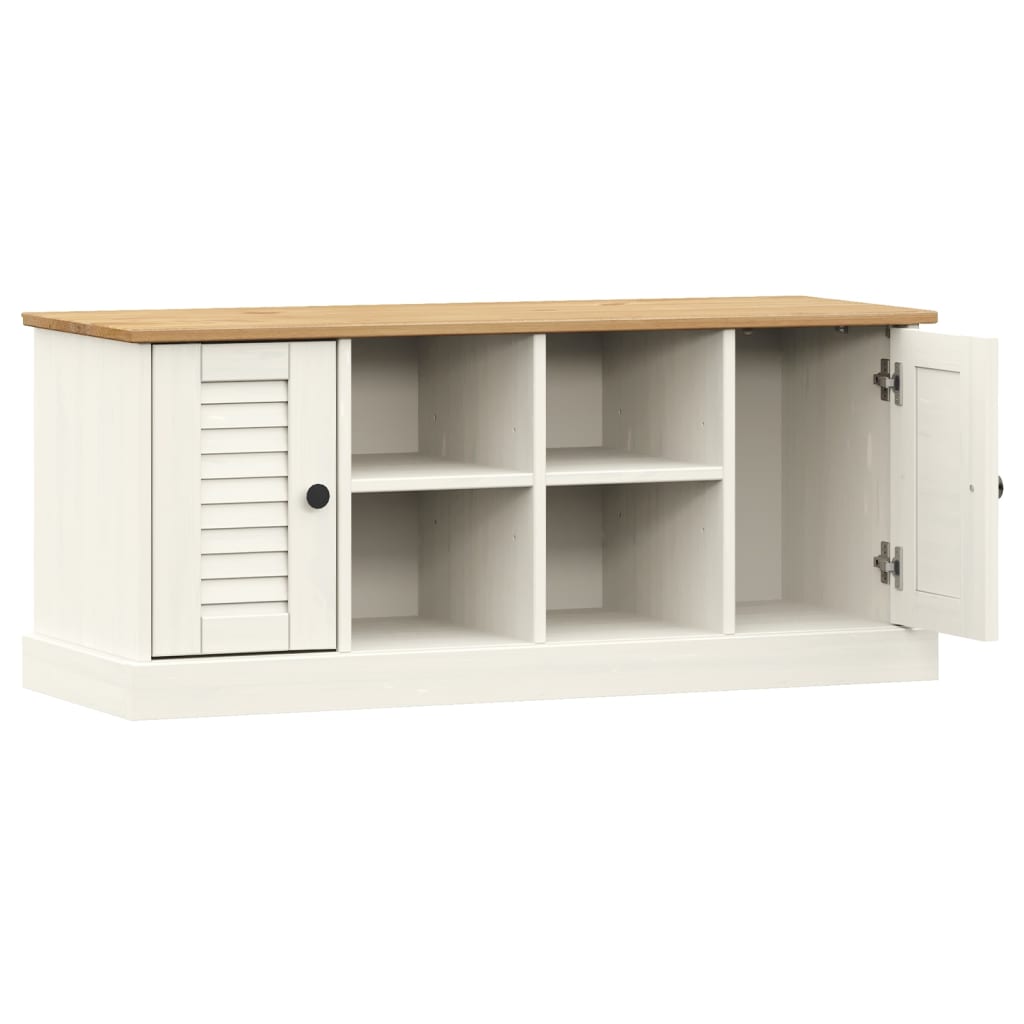 vidaXL Szafka na buty VIGO, biała, 106x35x45 cm, lite drewno sosnowe