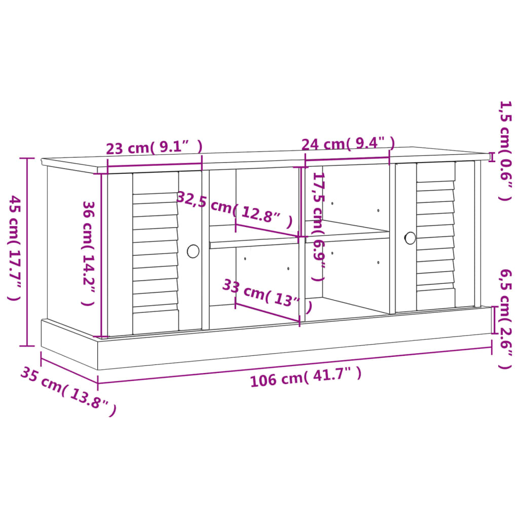 vidaXL Szafka na buty VIGO, biała, 106x35x45 cm, lite drewno sosnowe