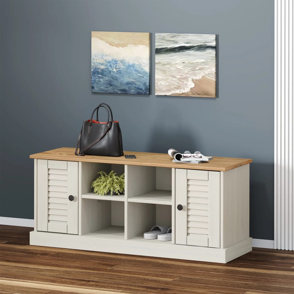 vidaXL Szafka na buty VIGO, biała, 106x35x45 cm, lite drewno sosnowe