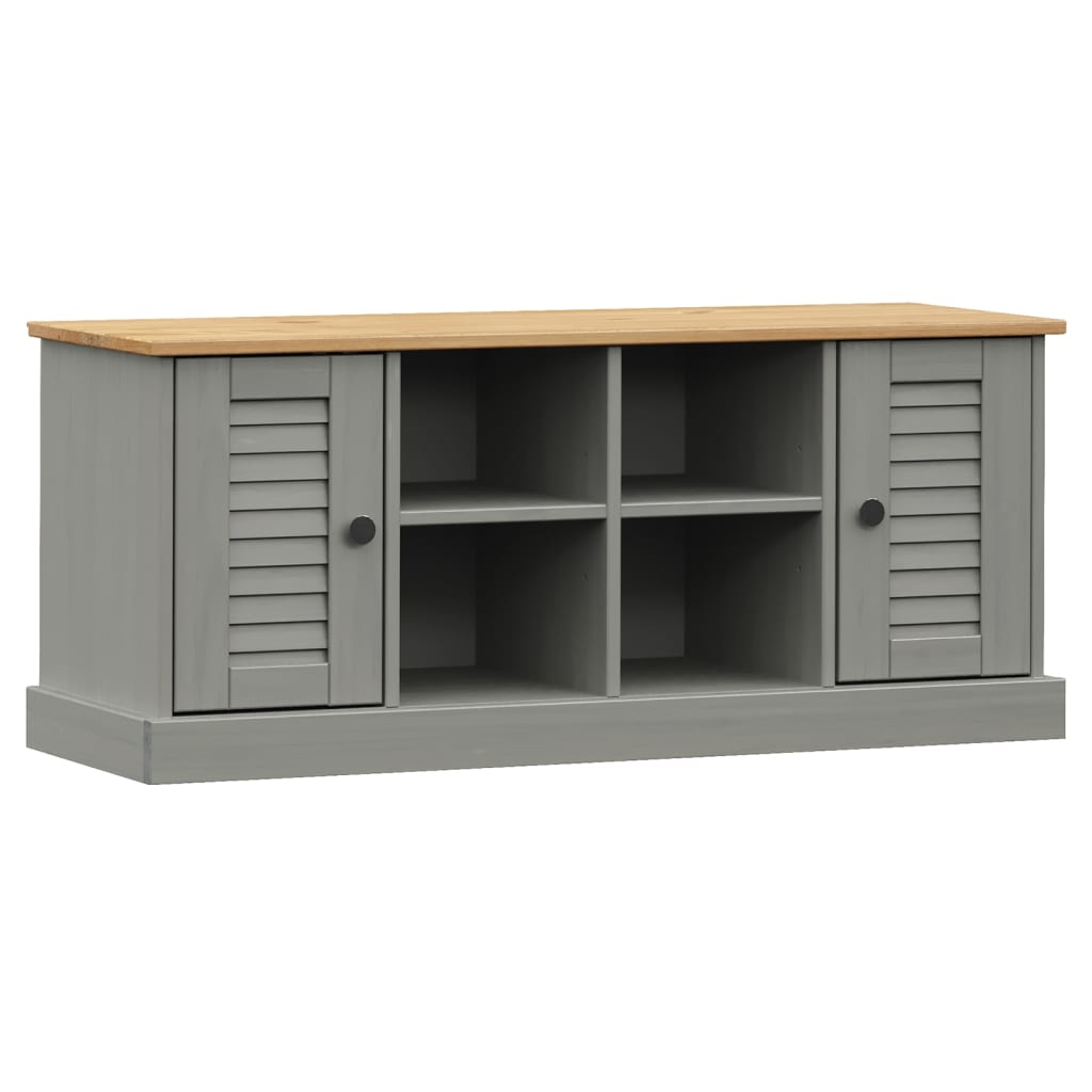 vidaXL Szafka na buty VIGO, szara, 106x35x45 cm, lite drewno sosnowe