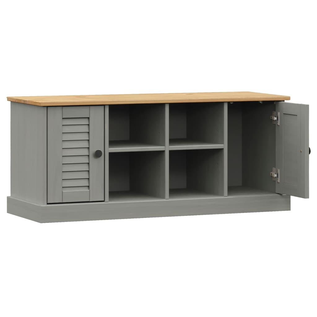 vidaXL Szafka na buty VIGO, szara, 106x35x45 cm, lite drewno sosnowe