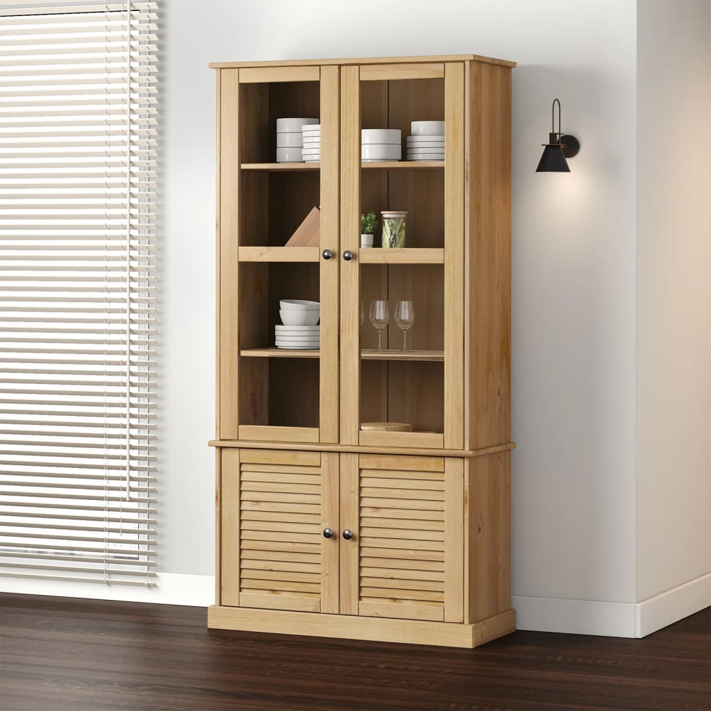 vidaXL Witryna VIGO, 85x35x170 cm, lite drewno sosnowe