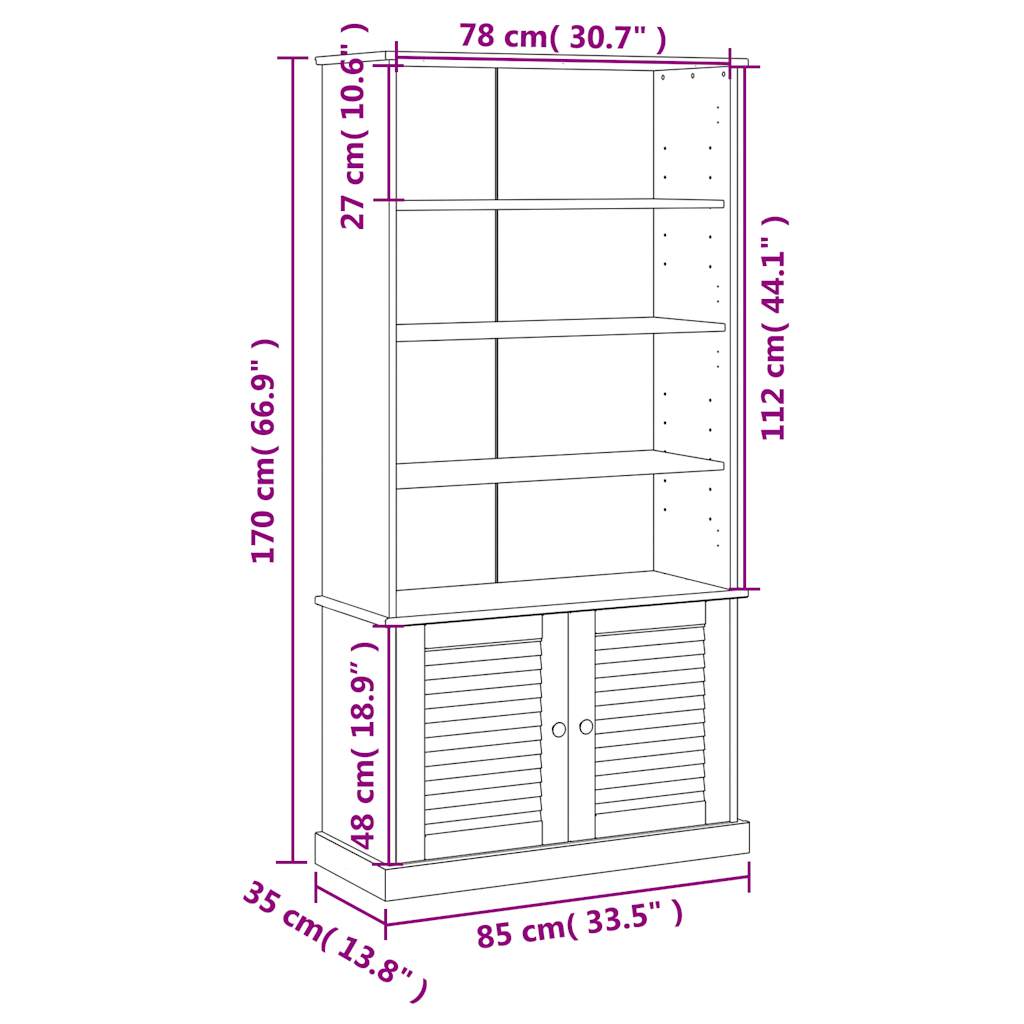vidaXL Szafka na buty VIGO, biała, 85x35x170 cm, lita sosna