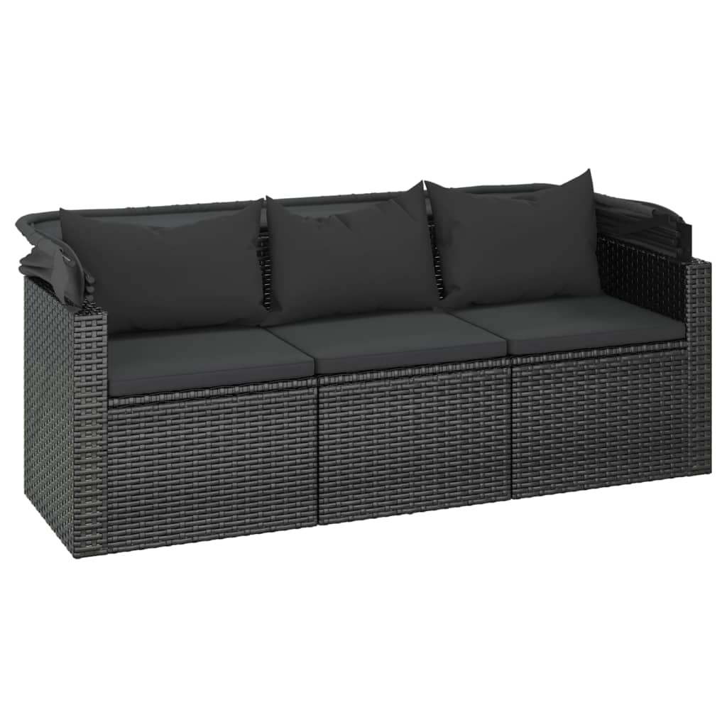vidaXL 4-cz. zestaw wypoczynkowy do ogrodu, poduszki, czarny rattan PE