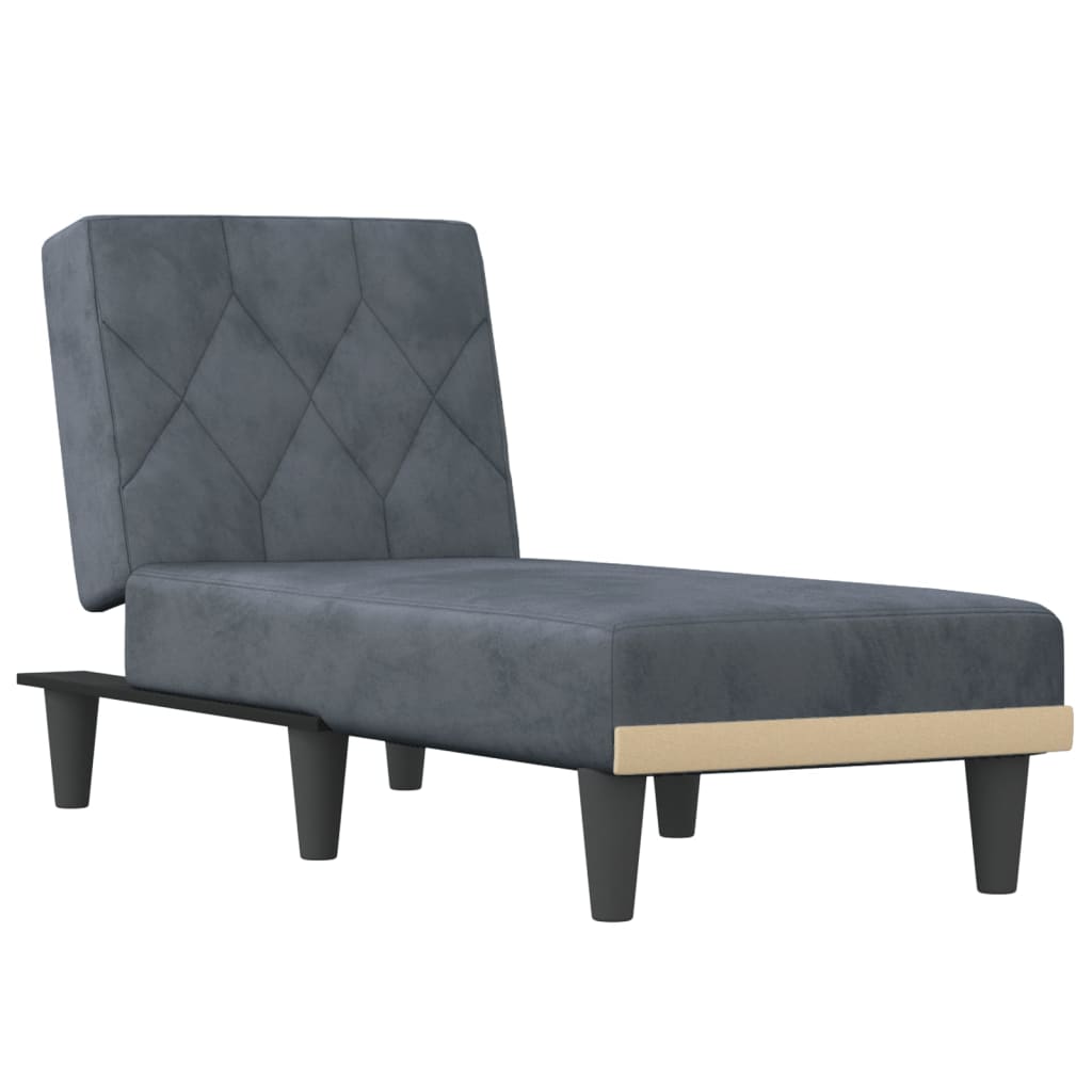 vidaXL Szezlong, ciemnoszary, tapicerowany aksamitem