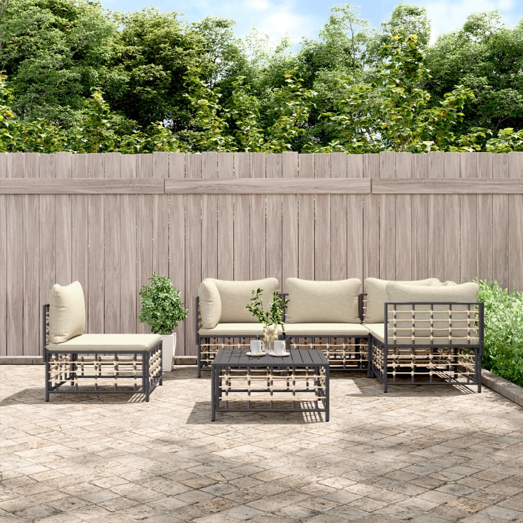 vidaXL 6-cz. zestaw wypoczynkowy do ogrodu, z poduszkami, antracytowy