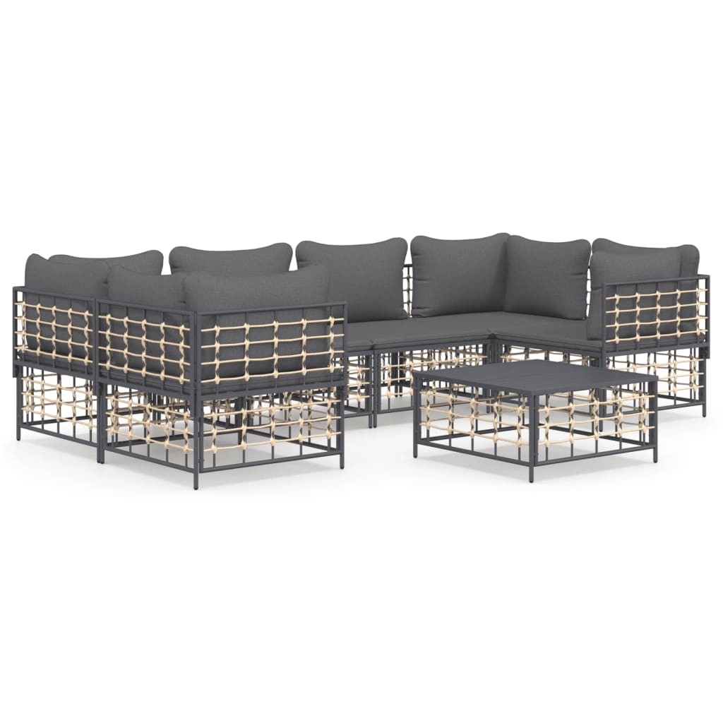 vidaXL 7-cz. zestaw wypoczynkowy do ogrodu, z poduszkami, antracytowy