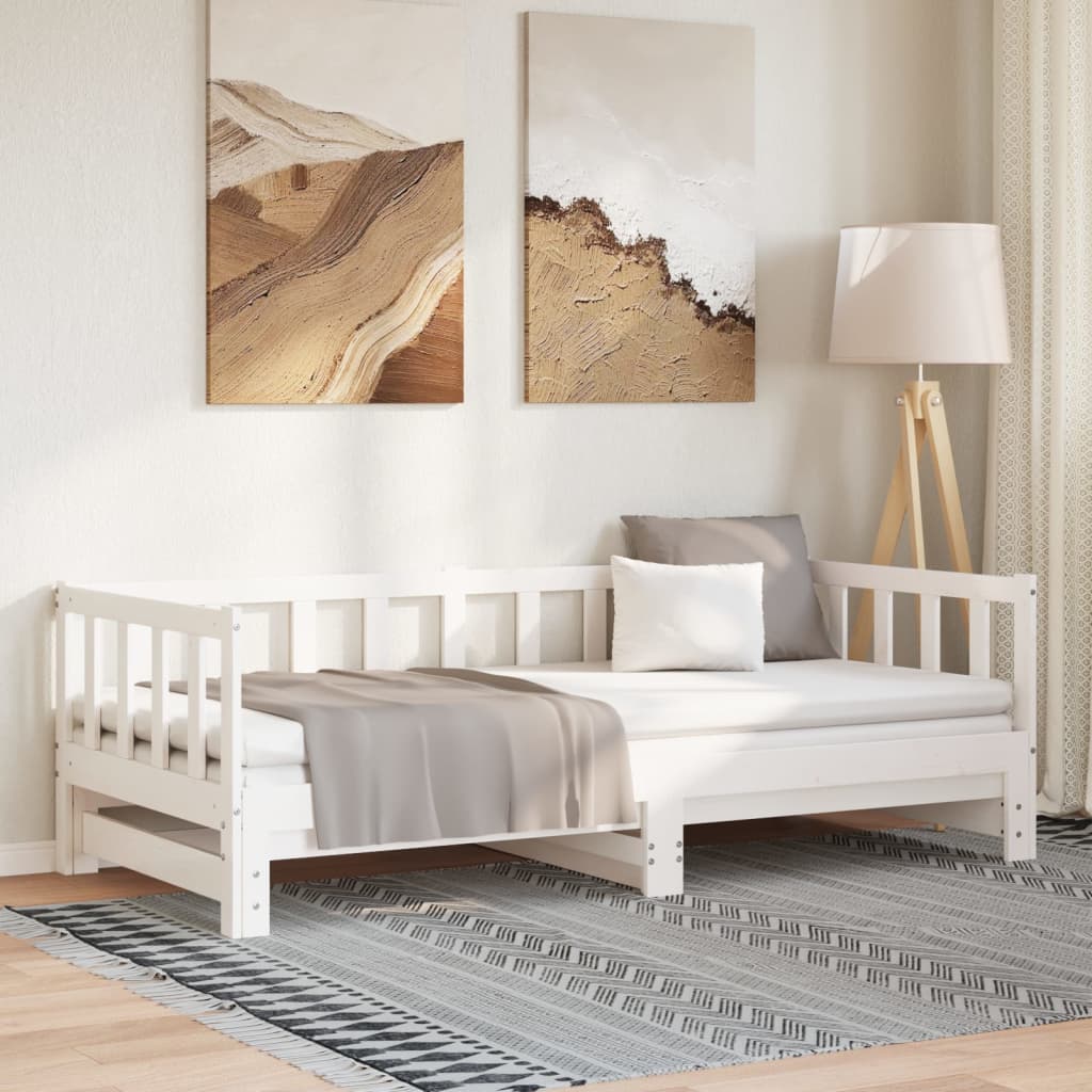 vidaXL Łóżko rozsuwane, białe, 2x(90x200) cm, lite drewno sosnowe