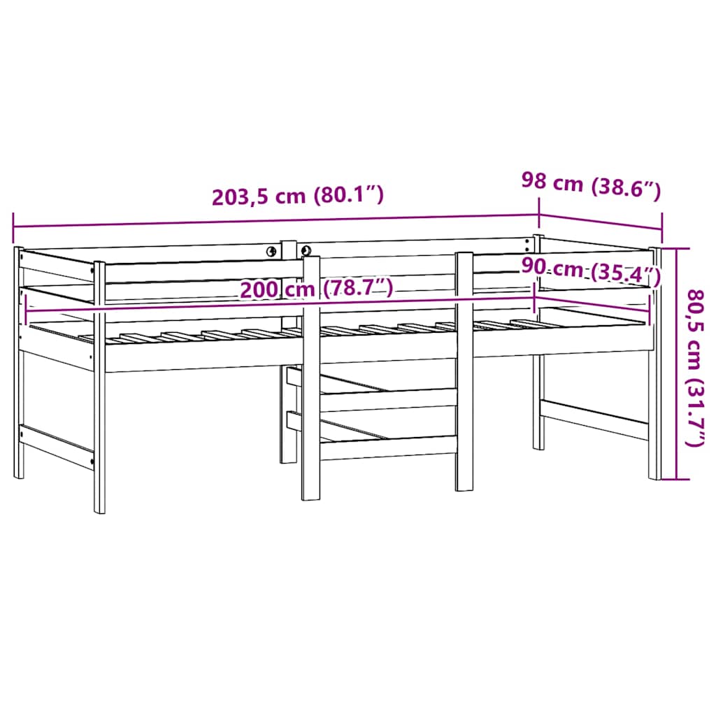 vidaXL Rama łóżka bez materaca, biała, 90x200 cm, lite drewno sosnowe