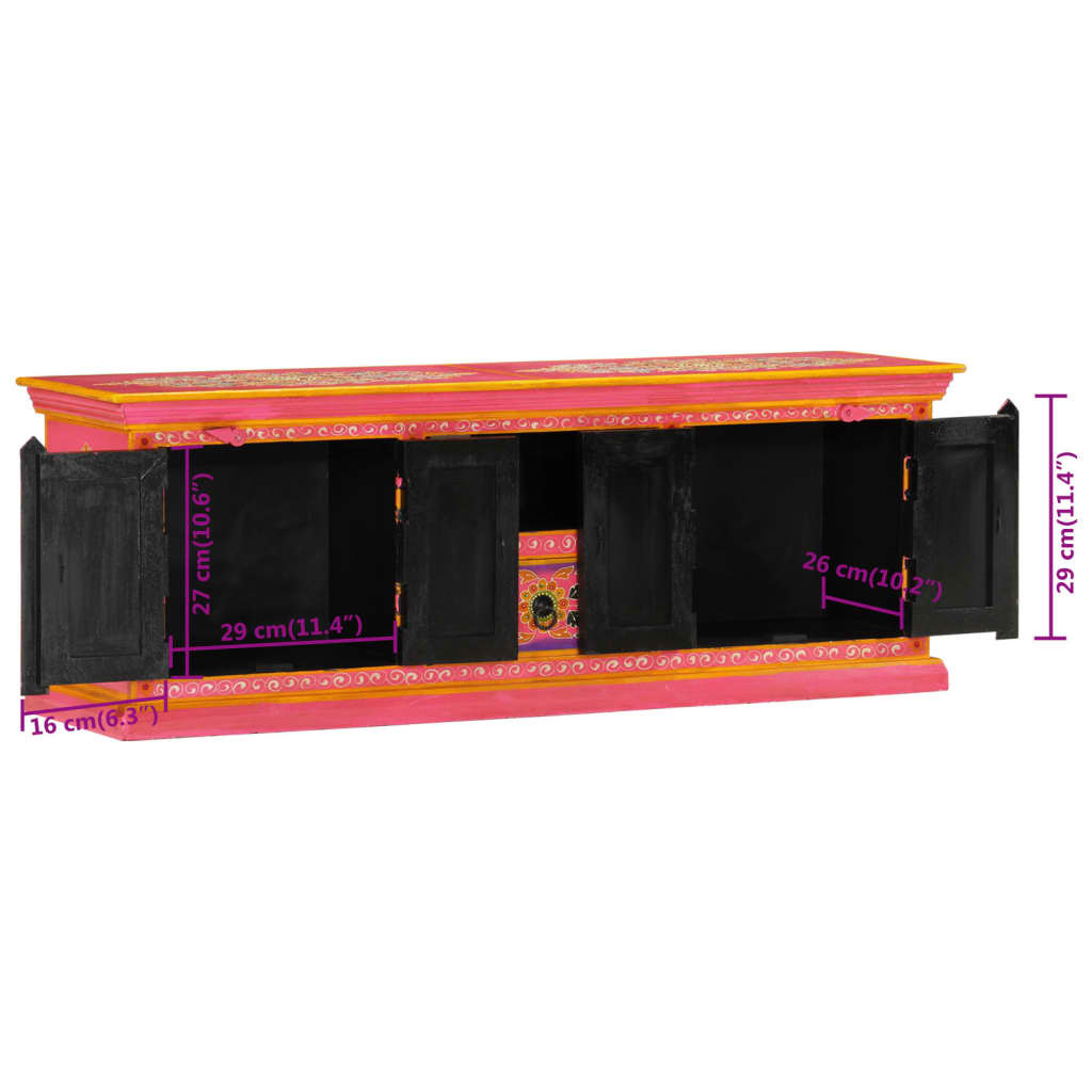 vidaXL Szafka pod TV, różowa, 110x30x40 cm, lite drewno mango
