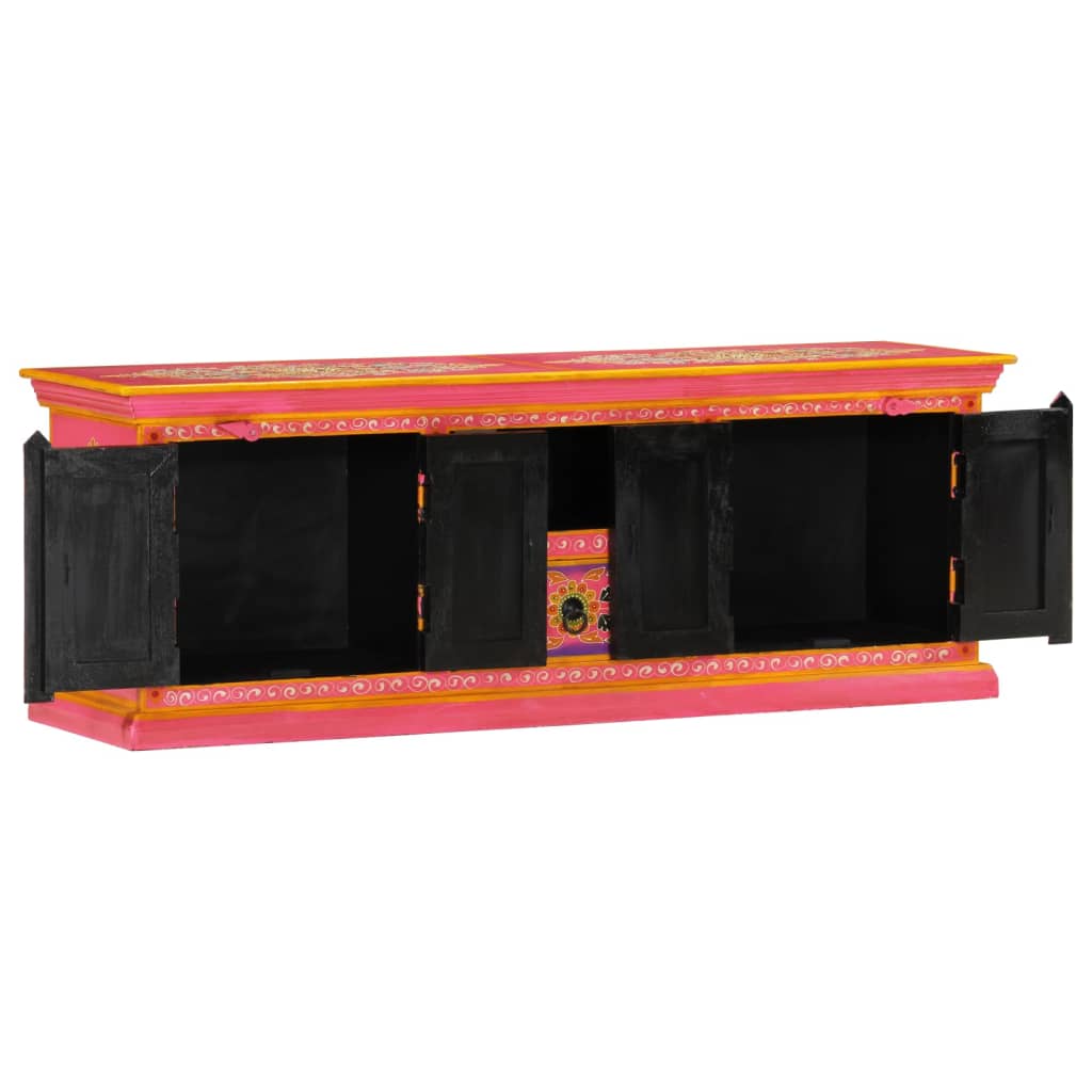 vidaXL Szafka pod TV, różowa, 110x30x40 cm, lite drewno mango