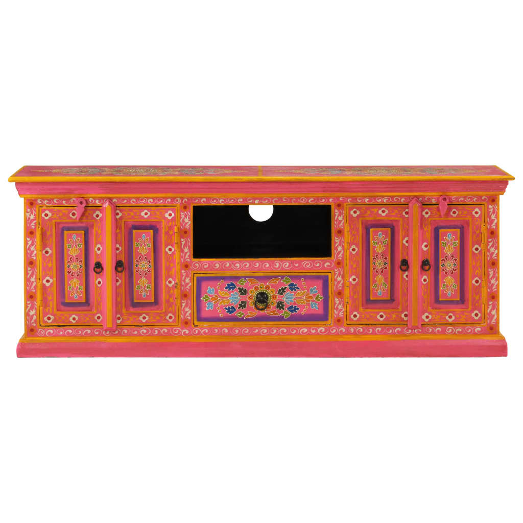 vidaXL Szafka pod TV, różowa, 110x30x40 cm, lite drewno mango