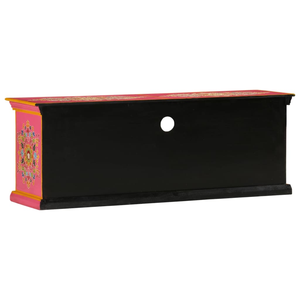vidaXL Szafka pod TV, różowa, 110x30x40 cm, lite drewno mango