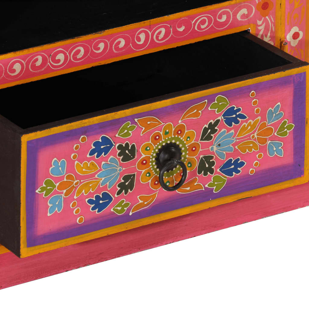 vidaXL Szafka pod TV, różowa, 110x30x40 cm, lite drewno mango