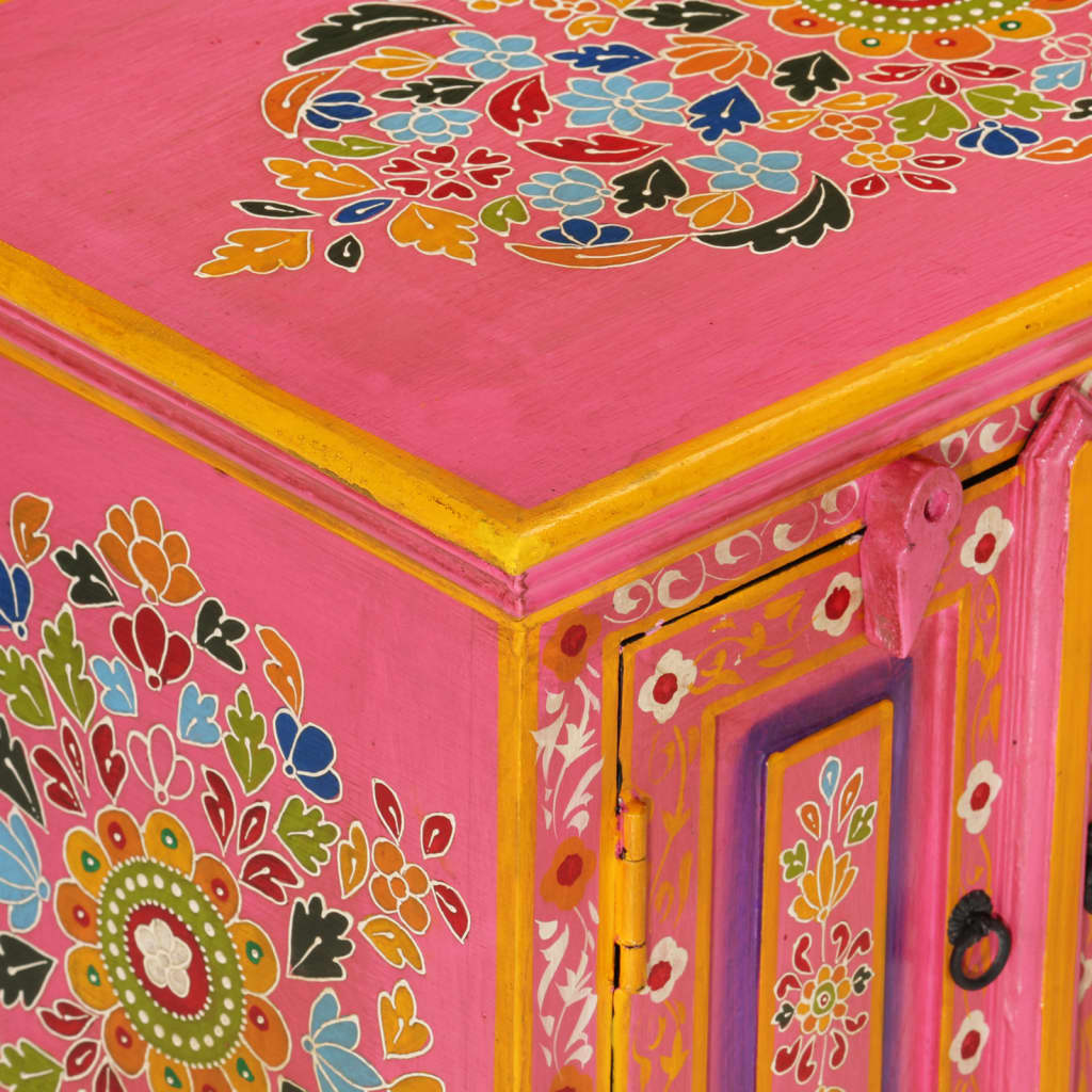 vidaXL Szafka pod TV, różowa, 110x30x40 cm, lite drewno mango