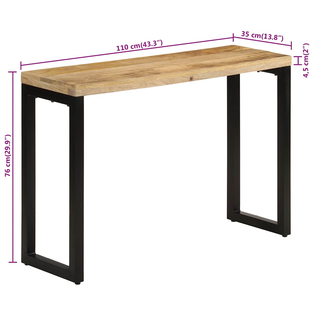 vidaXL Stolik konsolowy, 110x35x76 cm, surowe drewno mango