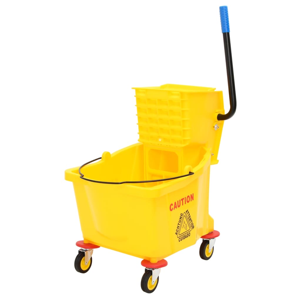 vidaXL Wiaderko z wyżymaczką do mopa, na kółkach, żółte, 36 L, PP